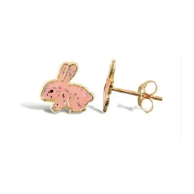 9ct Yellow Gold Children's Pink Bunny Stud Earrings  • £30.80