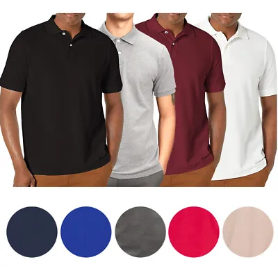 Men's Polo Shirt Casual Cotton Blend Short Sleeve Jersey Casual Plain T-Shirt • $18.88