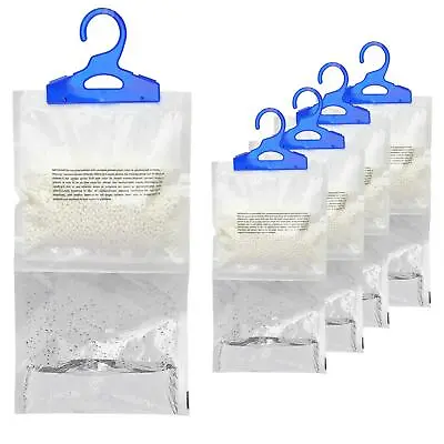 6 X Hanging Wardrobe Dehumidifier Bags Stops Damp Mould Absorb Moisture • £9.95