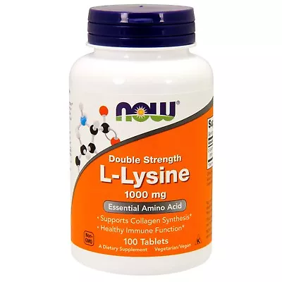 NOW Foods L-Lysine Double Strength 1000 Mg 100 Tablets - Collagen & Immune • $10.49