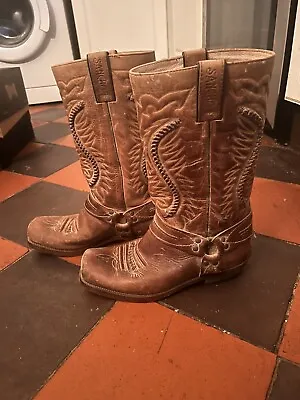 £130 • Buy Sancho Cowboy Boots Size EU 42 UK 8 Brown Leather Men's Western