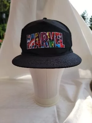 Marvel Avengers Black Snapback Adult Hat Baseball Cap Flat Brim OSFM.  A1 • $10