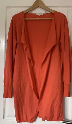 £10 • Buy Sandwich Cardigan Salmon Coral Pink Medium M Long Line Wrap Over Layered Edge