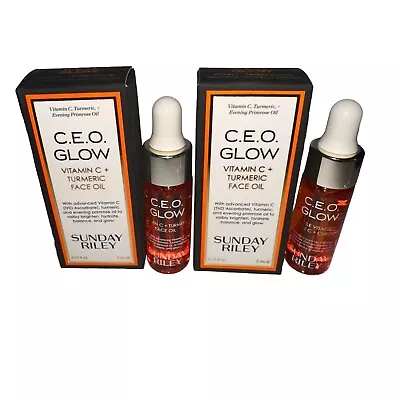 2 X Sunday Riley CEO GLOW Vitamin C +Turmeric Face Oil MINI .17oz 5ml New • $20