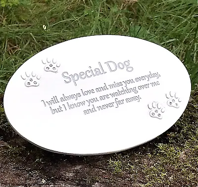 Dog Memorial Plaque Grave Marker Decoration Oval Marble Effect Pet Loss Gift • £14.95