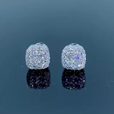 2.00 Ct Round-Cut VVS1 Moissanite Cluster Stud Earrings 14K White Gold Plated • $104.99