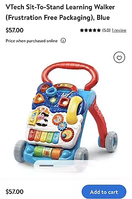 VTech Sit-to-Stand Learning Walker Blue Baby Toddler Activity Walker • $45