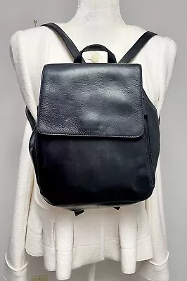 Vtg Nine West Black Genuine Leather  Backpack Purse Medium Satchel Carry-all EUC • $19.99