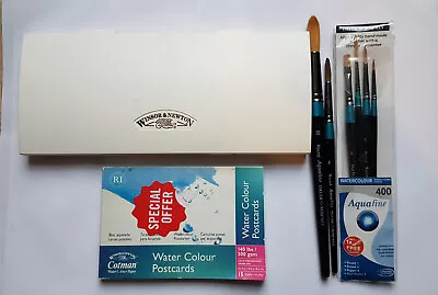 Winsor & Newton Cotman Watercolour Studio Set Of 45 Half Pans Brushes And Paper • £45