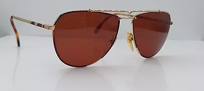 Vintage Valentino 325 Brown Gold Pilot Metal Sunglasses Frames Italy • $48.95