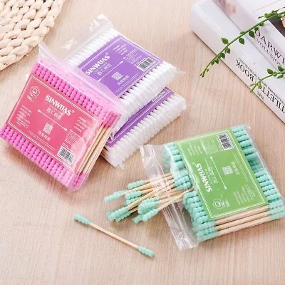 100pcs Cotton Swabs Pointed Swab Applicator Q-tips Wooden Sticks Applicator • $5.24