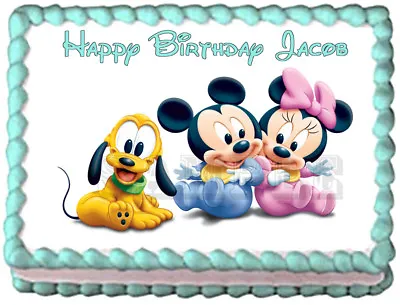 BABY MICKEY AND MINNIE Party Edible Cake Topper Image • $8.50