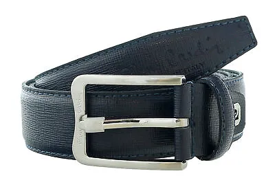 Pierre Cardin Navy Blue Textured Classic Silver D-Ring Adjustable Belt • $21.99