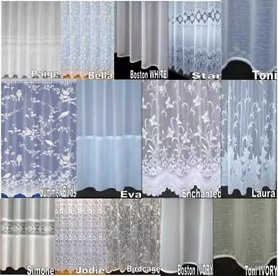 CHEAP LUXURY VOILE NET CURTAINS SLOT TOP ~ PLAIN & FLORAL  - Sold By The Meter • £3.78