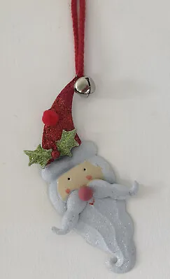 Lovely Metal Father Christmas Decoration  With Sparkly Detail Loop For Hanging • £1.50