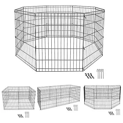 24 30 36 42 48  Dog Playpen Tall Large Crate Fence Pet Pen Exercise Cage 8 Panel • $37.58