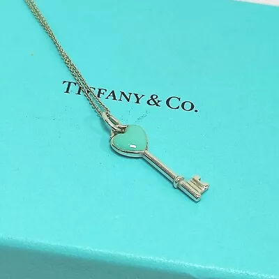 £199.99 • Buy Tiffany & Co Genuine Silver 925 Love Heart Key Pendant Charm 18  Necklace 