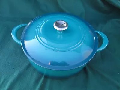 Tramontina 7 Qt Enameled Cast Iron Dutch Oven Round Teal • $50
