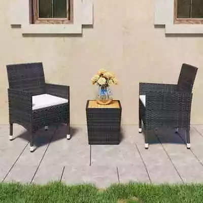 Garden Bistro Set 3 Piece Poly Rattan And Tempered Glass Multi Colours VidaXL • £139.99