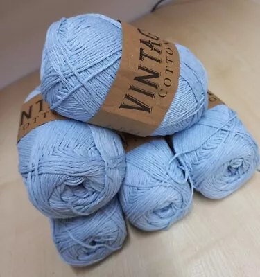 Vintage Cotton DK Knitting Crochet Yarn Wool 5 X 100g V48  Dull Baby Blue • £6.75