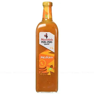 Nando's Medium Peri-Peri Sauce Flavour Dip Salad Meat Chicken Bottle Pack 1Litre • £14.49