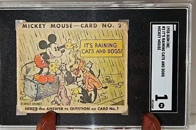 1935 Mickey Mouse #2 Gum Inc Card Type II SGC Graded It's Raining Cats And Dogs • $289