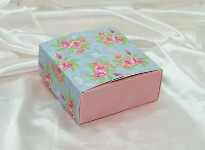 Bakery Boxes For Cupcake Cookie Party GiftCandy/ Pink & Blue Flower Pack Of 10 • $10.99