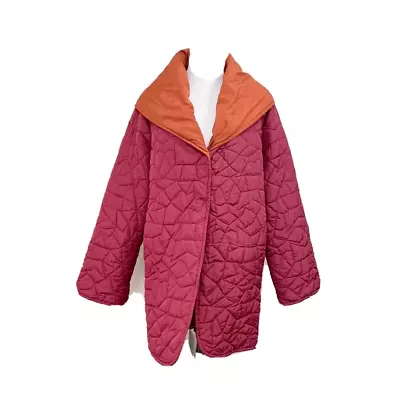Marla Wynne Reversible Quilted Puffer Coat Jacket Fuschia / Orange Plus 2x. EUC • $69.99