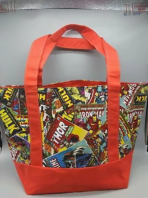 Handmade Marvel Large Tote Bag Cotton Quilting Fabric 12  X 13  X 6   Shoulder • $17.97