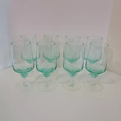 Vintage Set Of 8 Sasaki Harmony Aqua Stemmed 5.25  Cocktail Wine Juice Glass • $65