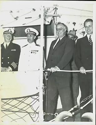 1937 Press Photo President Franklin Roosevelt And Son Elliott On Cruiser Moffett • $9.99