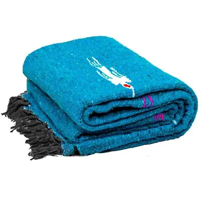 Mexican Yoga Blanket Thunderbird Blue Aqua Native Tapestry Serape Falsa Throw XL • $24.95