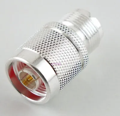 $7.39 • Buy N Male To UHF Female Coax Adapter Connector Silver -  USA Ham Radio Seller