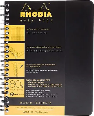 Rhodia Wirebound Graph Paper Notebook In Black - 6 X 8.25 - NEW • $15.95