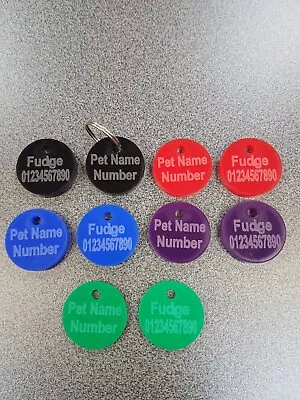 Peronalised Pet Tags DOG CAT ID Disc ID Tag Name Identity Free P&P • £2.20