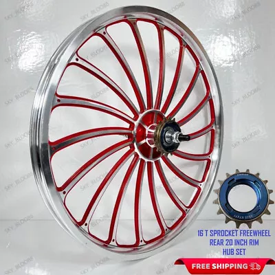 1PC Aluminum Bicycle Bike BMX Rear Wheel 20 X 1.75/2.125/2.5'' Silver Red • $88.80