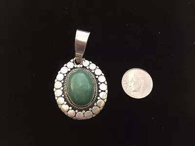 Vintage Sterling Silver Turquoise Pendant 18 Grams • $75