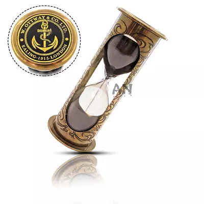 Brass Sand Timer 4-5 Minutes Hourglass Sand Clock Desk Decor Old Time Clock • $17.99