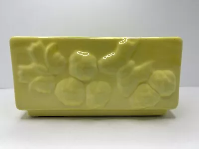 Vintage MCM 7” X 4”  Yellow Ceramic Pottery Planter Fruit & Butterfly Pattern • $14.99