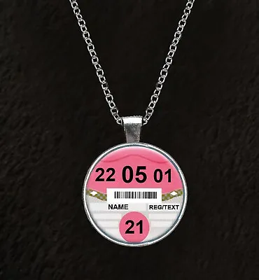 Personalised 21st Birthday Car Tax Disc 18  Silver Plated Necklace Gift N922 • £9.50