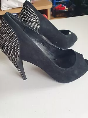Minelli Court Shoes Of Soirée Black Velvet Heels Rhinestone T 37 Vgc  • $58.89