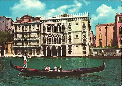 Venice Italy The Ca' D'Oro Palazzo Santa Sofia Gondola Passing Postcard • £5.54