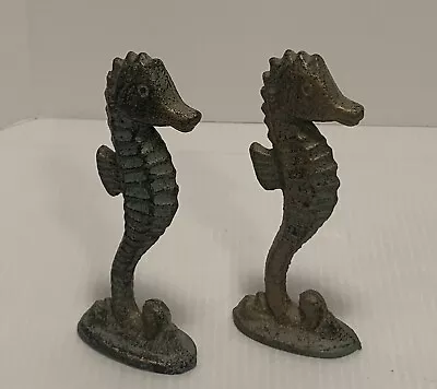 Seahorse Pair Metal Figures. Great Green /Metal Patina/ Vintage -Rustic Look! • $20