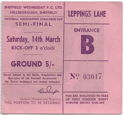 Manchester United V West Ham 1964 FA Cup Semi Final Ticket - West Ham Win Cup • £9.99