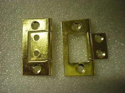 Flush Hinges Brass 1 1/2   Doors  Cupboards  Wardrobe  Caravan  Boat • £1.59