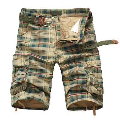 Men Shorts 2023 Fashion Plaid Beach Shorts Mens Casual Camo Camouflage Shorts • $32.04