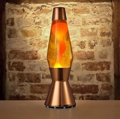 Mathmos Heritage Astro Lava Lamp Copper Finish With Orange Wax In Yellow Liquid. • $172.83