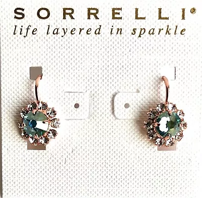 Sorrelli Aquamarine Crystal Rose Gold Earrings New Without Tag • $21.99