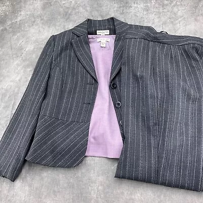 Amanda Smith Pant Suit Women 8P Gray Purple Pinstripe Lined 3pc Set Career • $35.97
