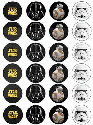 Star Wars With Darth Vader BB8 Stormtrooper Edible Cup Cake Cupcake Toppers • £5.74